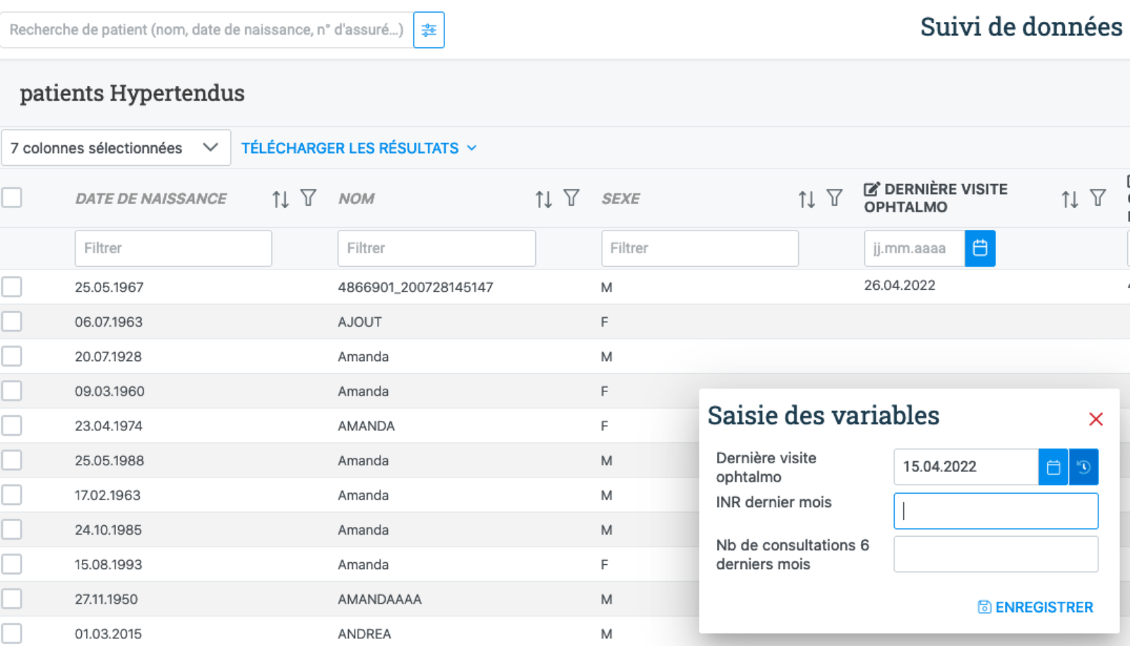 Capture du suivi des patients chroniques Sokle